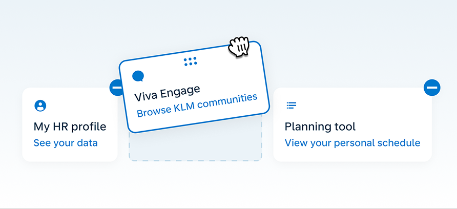 MyKLM navigation cards being rearranged